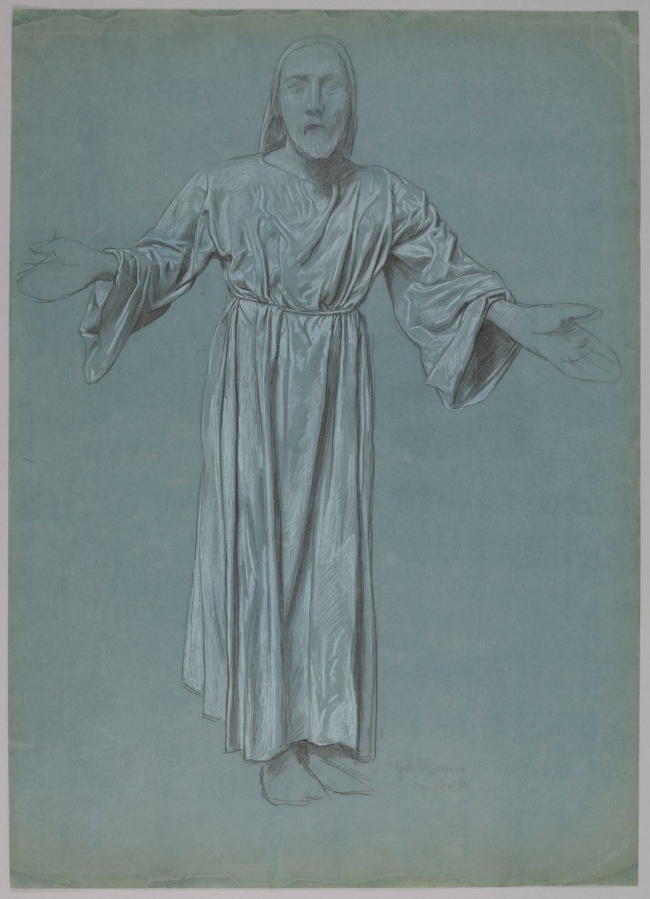 Christ with Outstretched Arms (recto and verso) by Hans Thoma