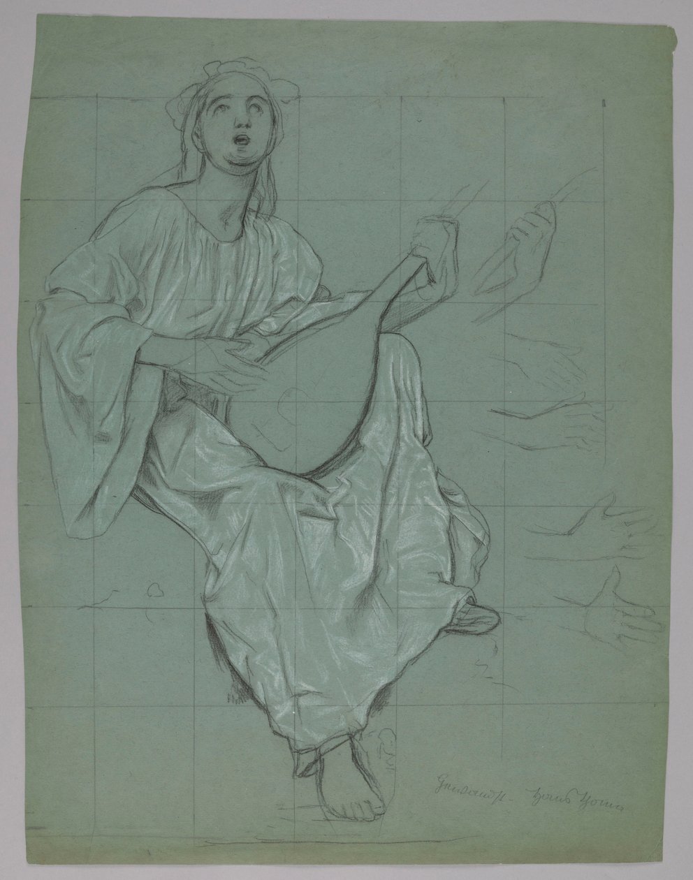 Lutenist (recto and verso) by Hans Thoma