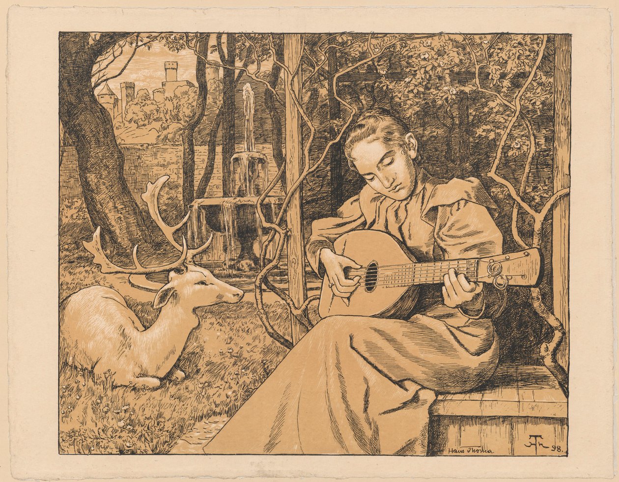 Lutnistka. Allegory of Music by Hans Thoma