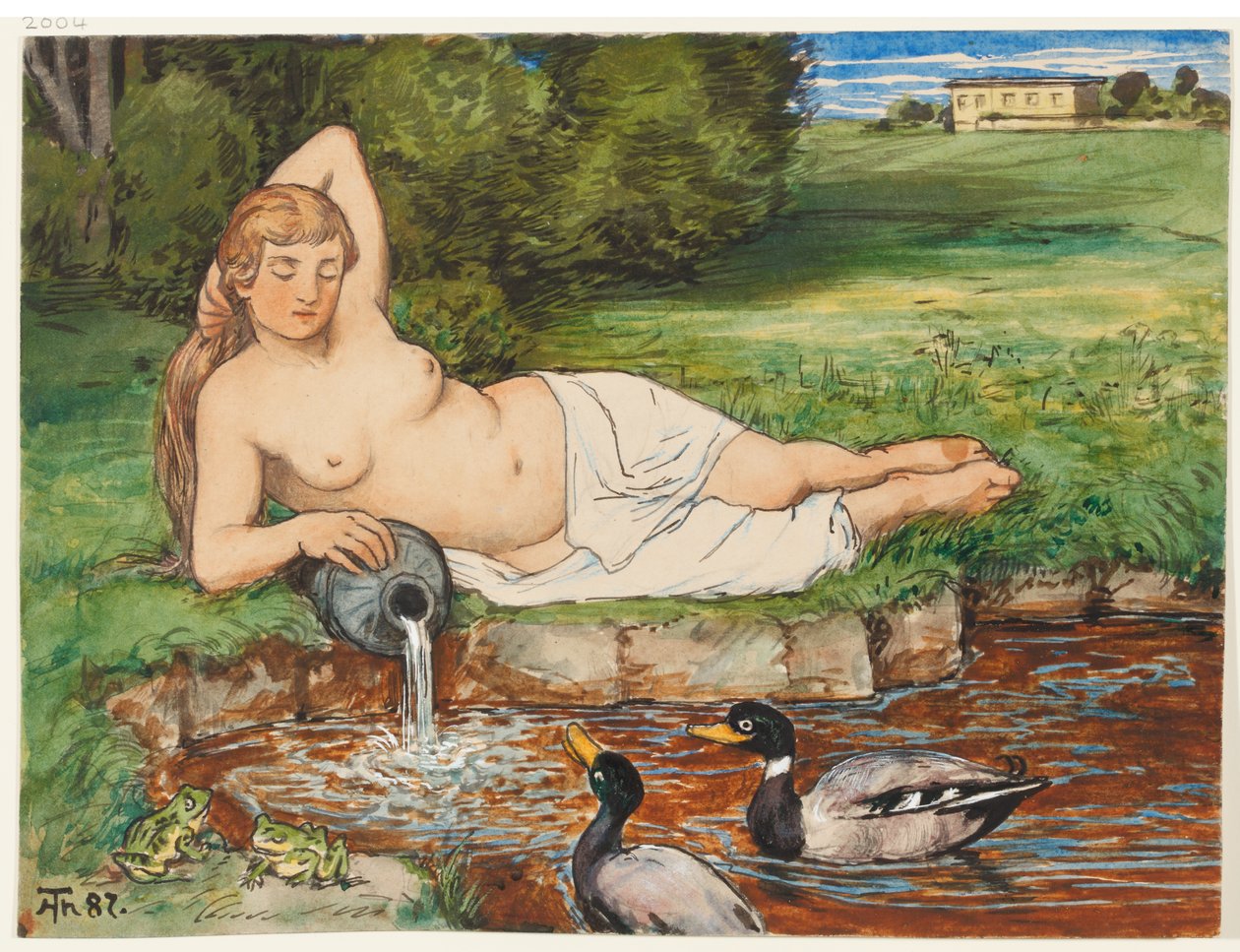 Nymph by a Brook by Hans Thoma