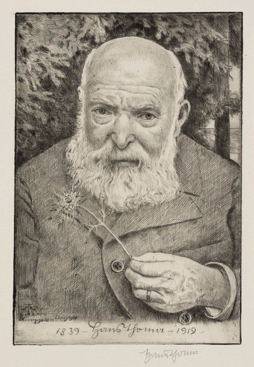 Self-Portrait VI with Flower by Hans Thoma