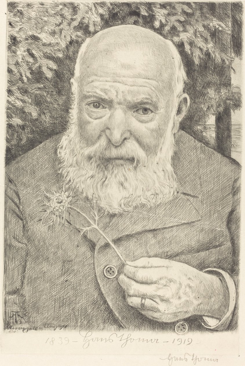 Self-Portrait VI with Flower by Hans Thoma