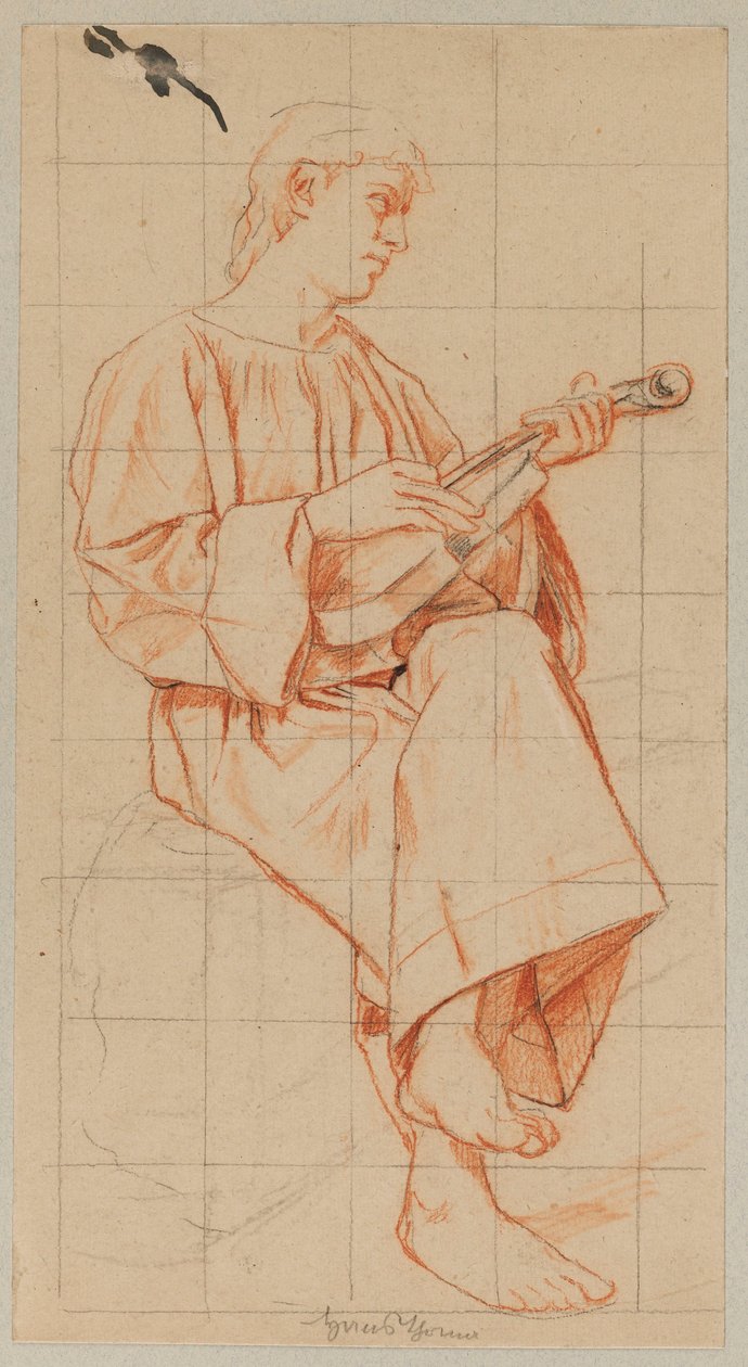 Seated Man with a Violin by Hans Thoma