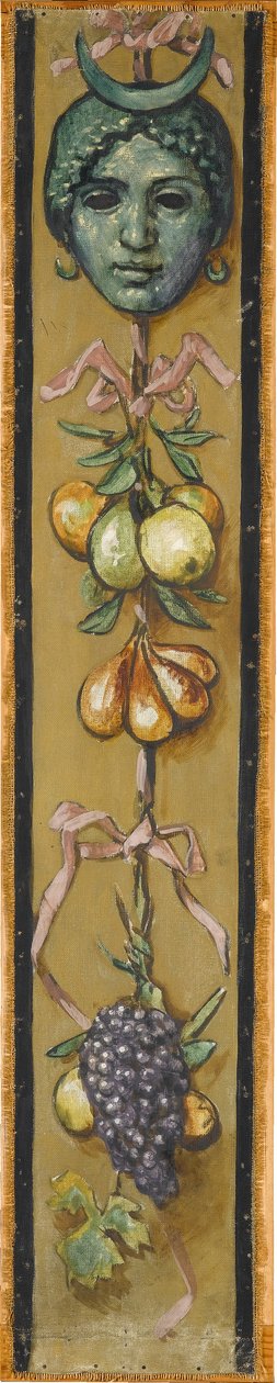Wall Frieze from the Music Room of the Pringsheim House, Munich: Female Head with Moon Ornament, with Fruit Garland including Lemons, Figs, Grapes, to the right of Inv.-No. 1925 by Hans Thoma