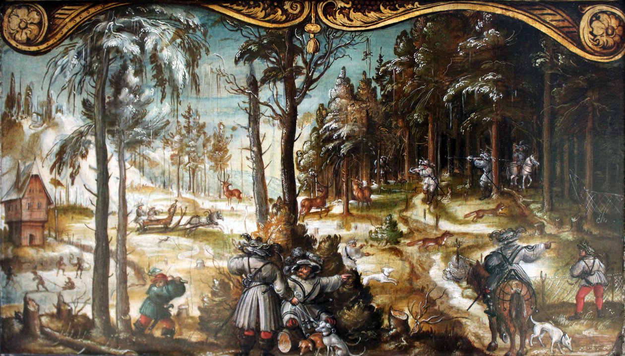 Fox and Deer Hunting in the Winter by Hans Wertinger