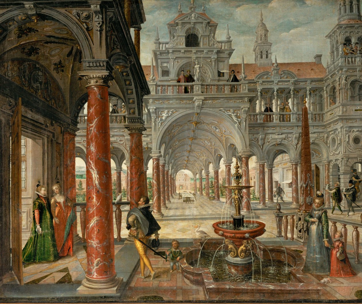 Palace with Distinguished Visitors by Hans or Jan Vredeman de Vries