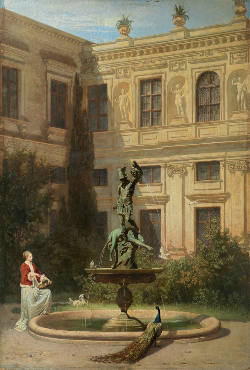 Courtyard with the Grotto in the Munich Royal Residence by Hans von Marées