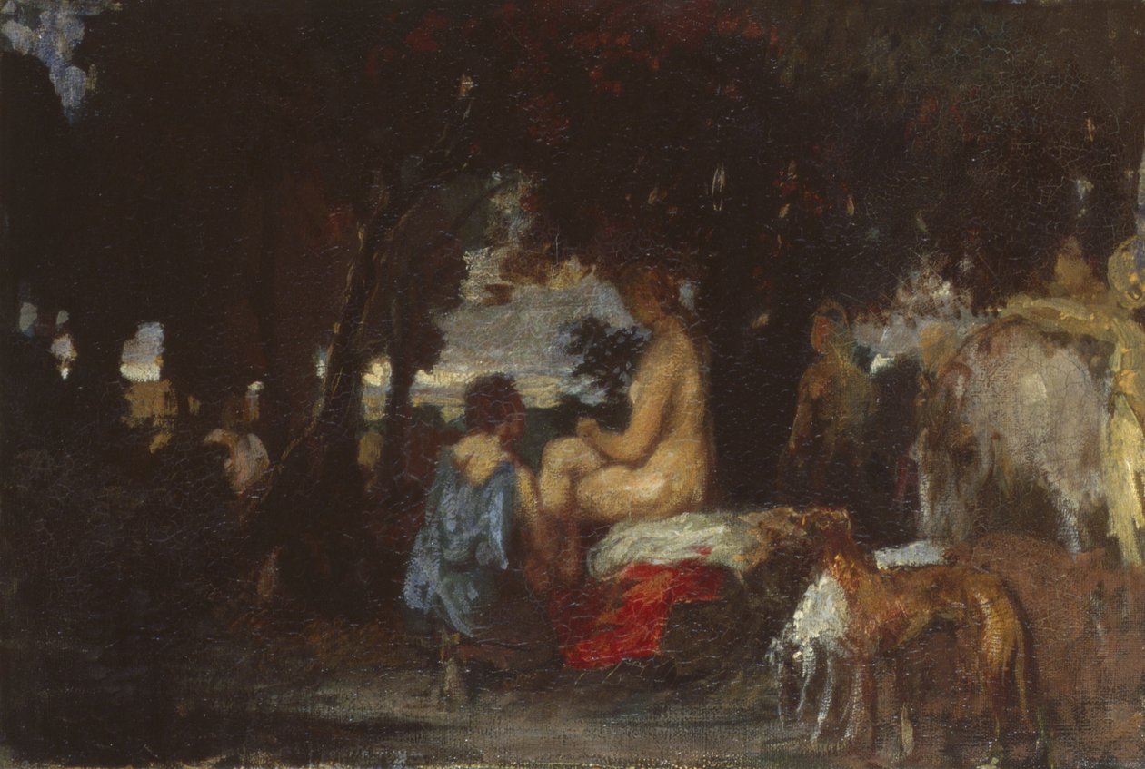 The Bath of Diana, a Study for The Repose of Diana, 1863 by Hans von Marées