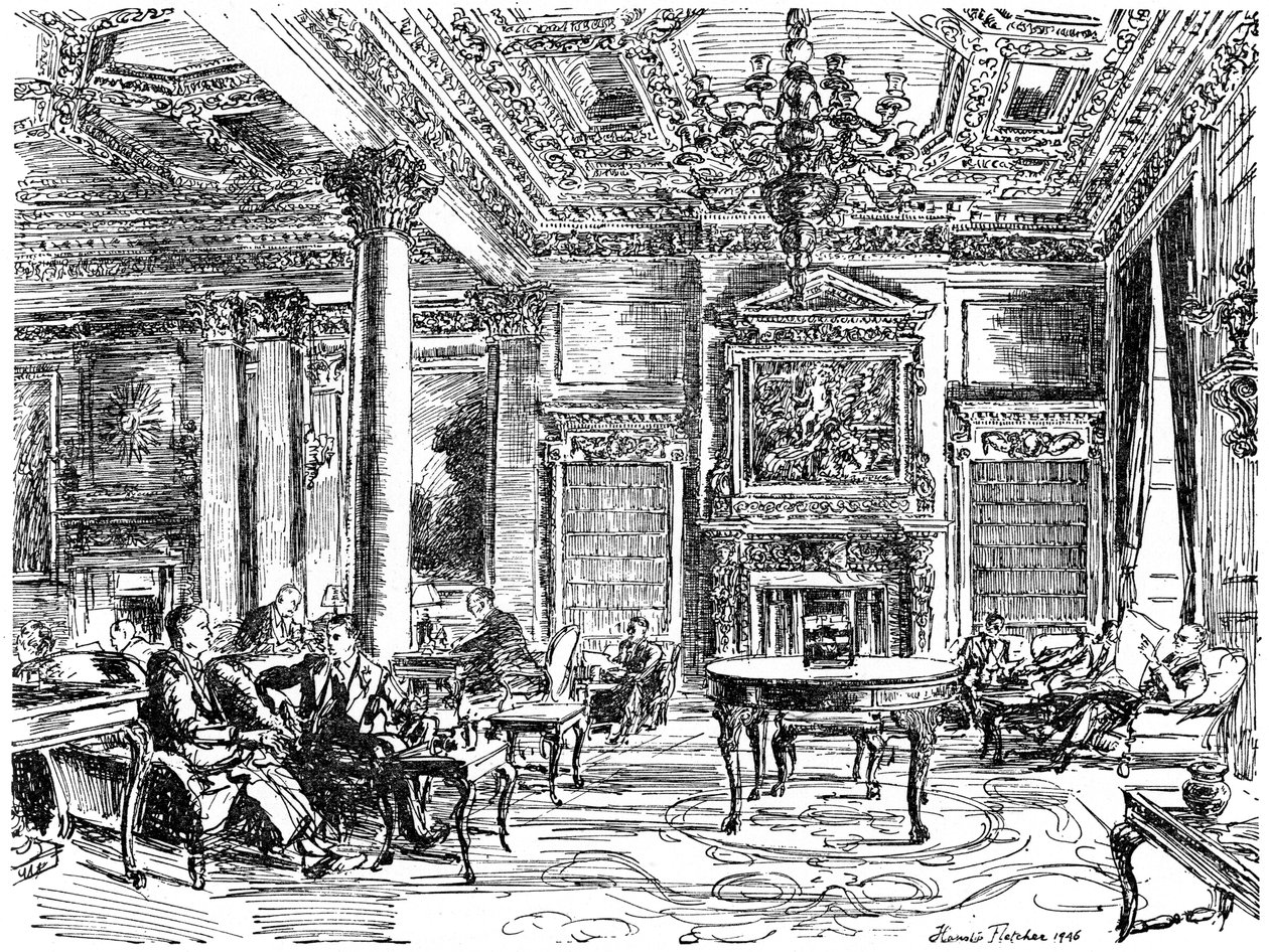 The Members Lounge, RAC Clubhouse, Pall Mall, London by Hanslip Fletcher