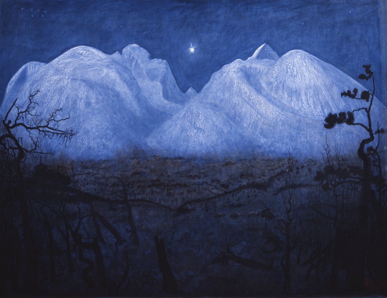Winter nights in the mountains by Harald Oscar Sohlberg