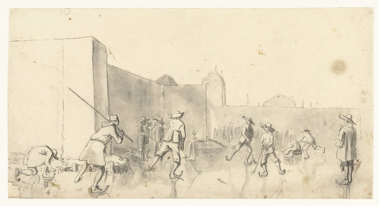 Skaters at the Zijlpoort, Haarlem by Harmen ter Borch