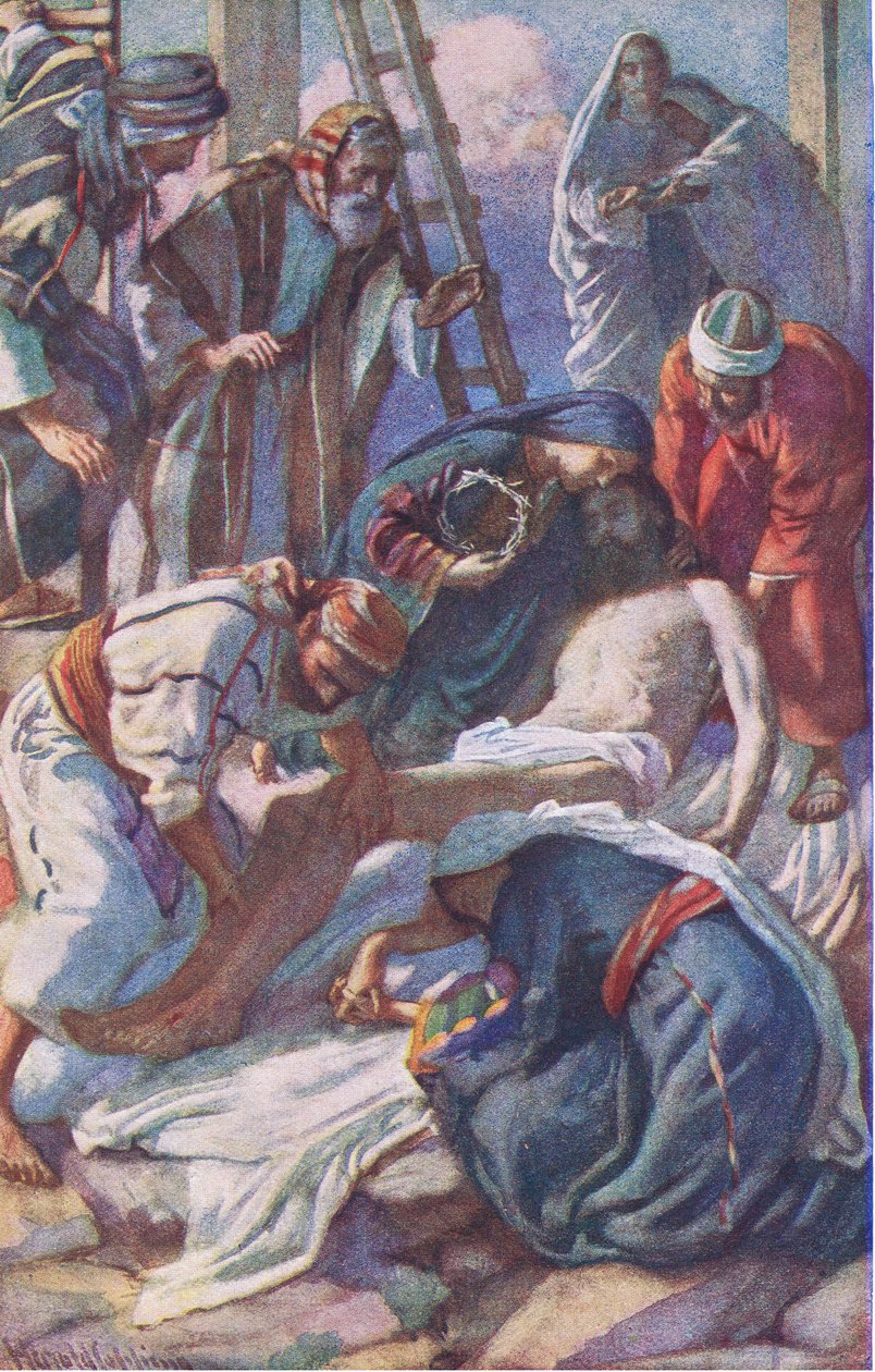 At the cross, illustration from Harold Copping Pictures: The Crown Series by Harold Copping