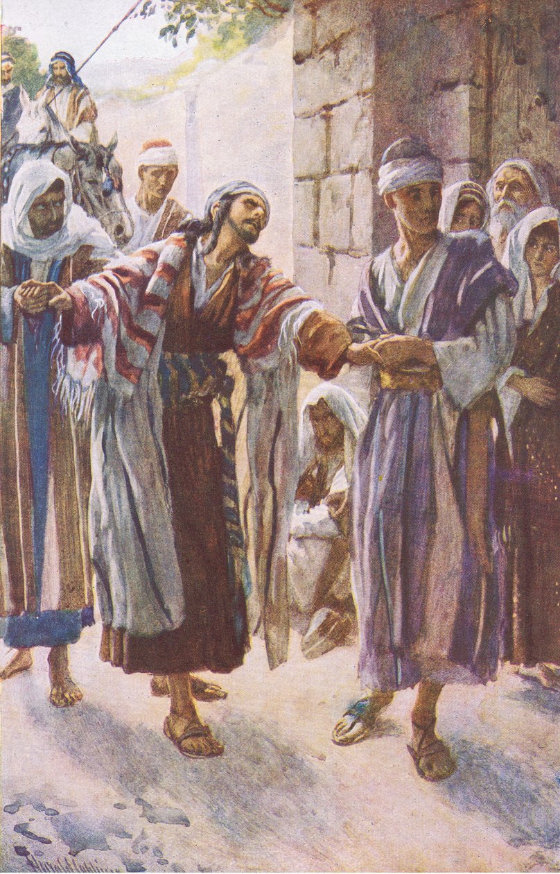 Paul led into Damascus, illustration from Harold Copping Pictures: The Crown Series by Harold Copping