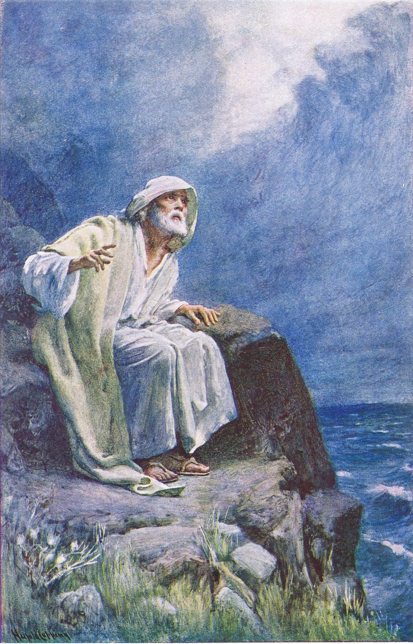 St John on the isle of Patmos, illustration from Harold Copping Pictures: The Crown Series by Harold Copping