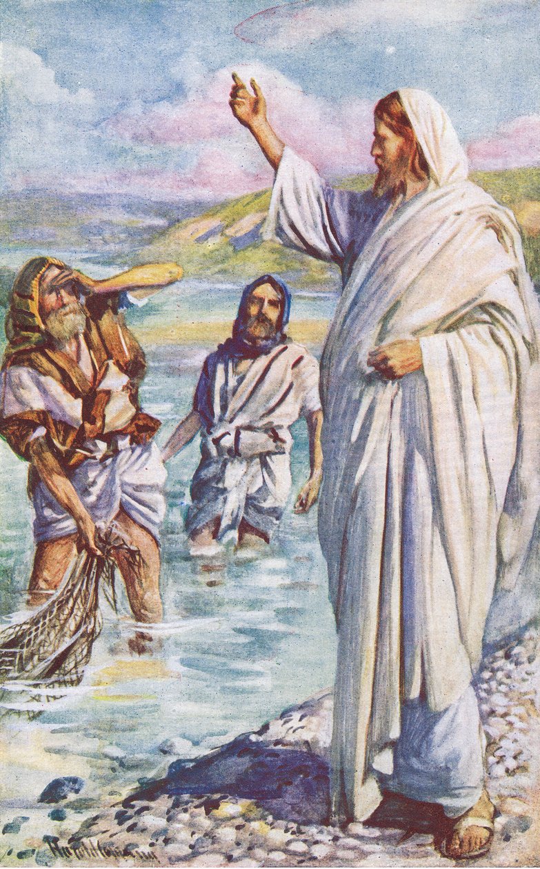 The call of Andrew and Peter, illustration from Harold Copping Pictures: The Crown Series, c.1920s by Harold Copping
