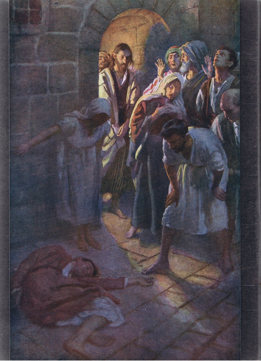 The fall of Eutychus, illustration from Harold Copping Pictures: The Crown Series by Harold Copping