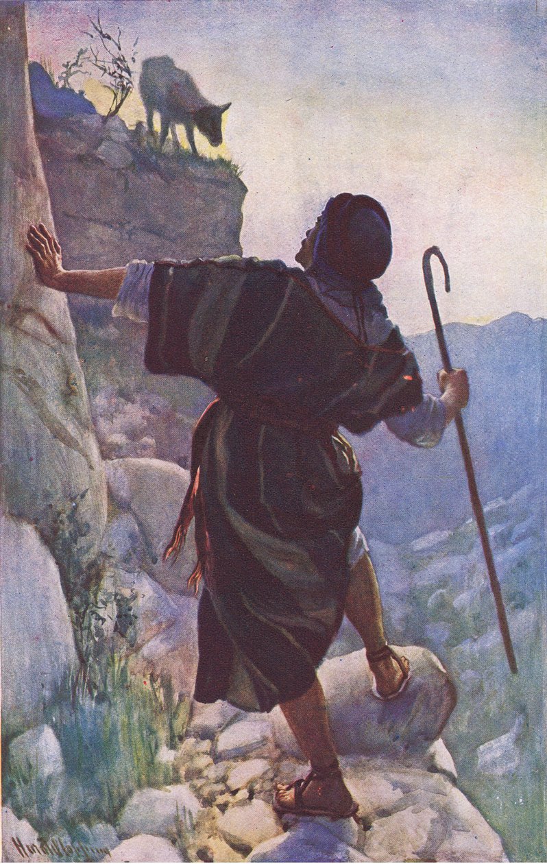 The lost sheep, illustration from Harold Copping Pictures: The Crown Series, c.1920s by Harold Copping