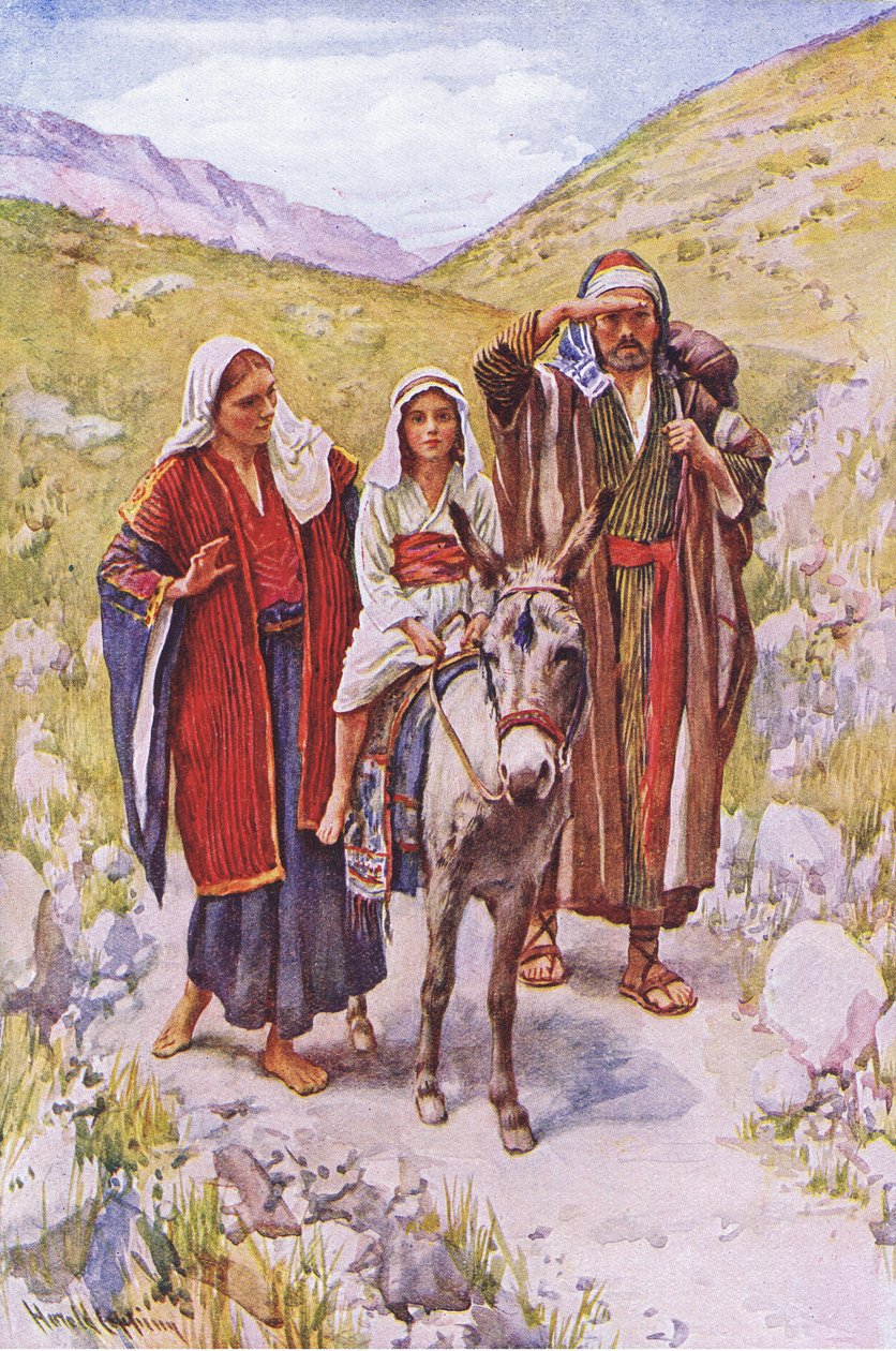The return from Egypt, illustration from Harold Copping Pictures: The Crown Series, c.1920s by Harold Copping