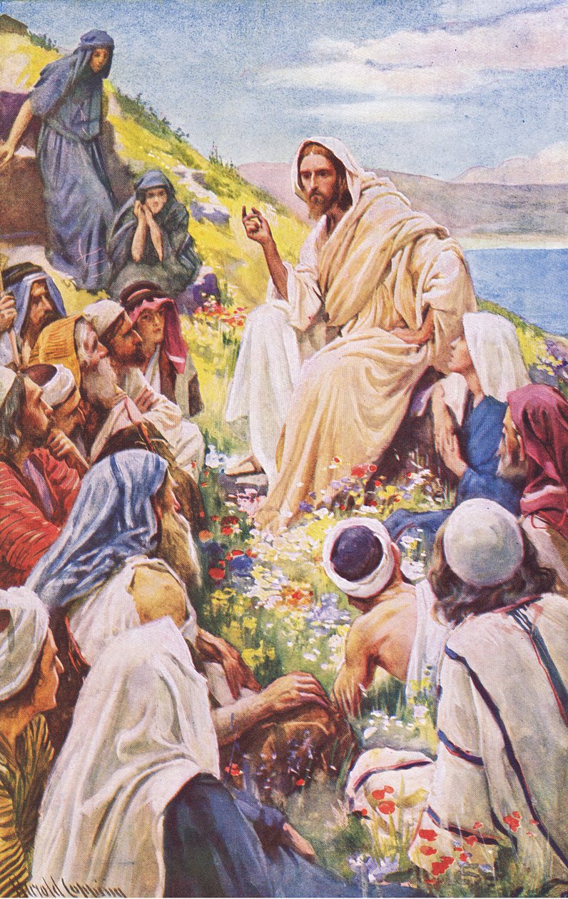 The sermon on the mount, illustration from Harold Copping Pictures: The Crown Series, c.1920s by Harold Copping