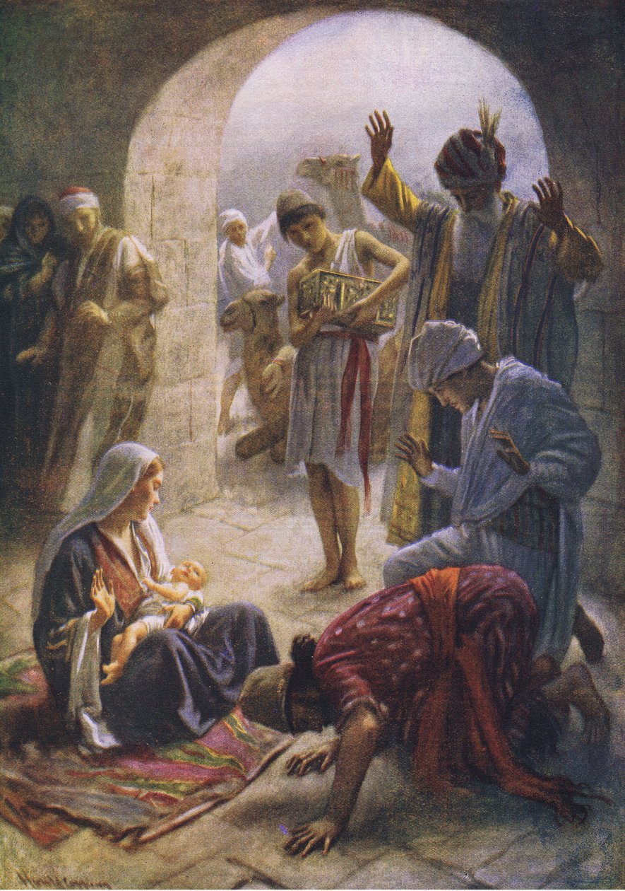 The visit of the wise men, illustration from Harold Copping Pictures: The Crown Series by Harold Copping