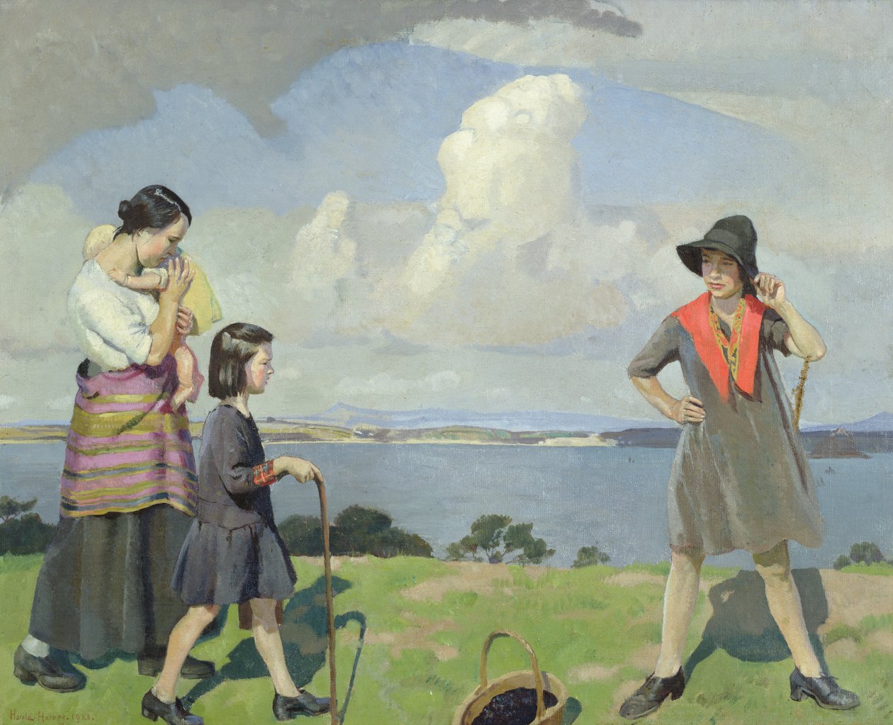 A Walk by the Sea, the Blackberry Gatherers by Harold Harvey