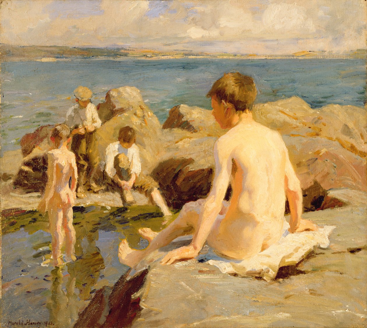 On the Rocks near Newlyn by Harold Harvey
