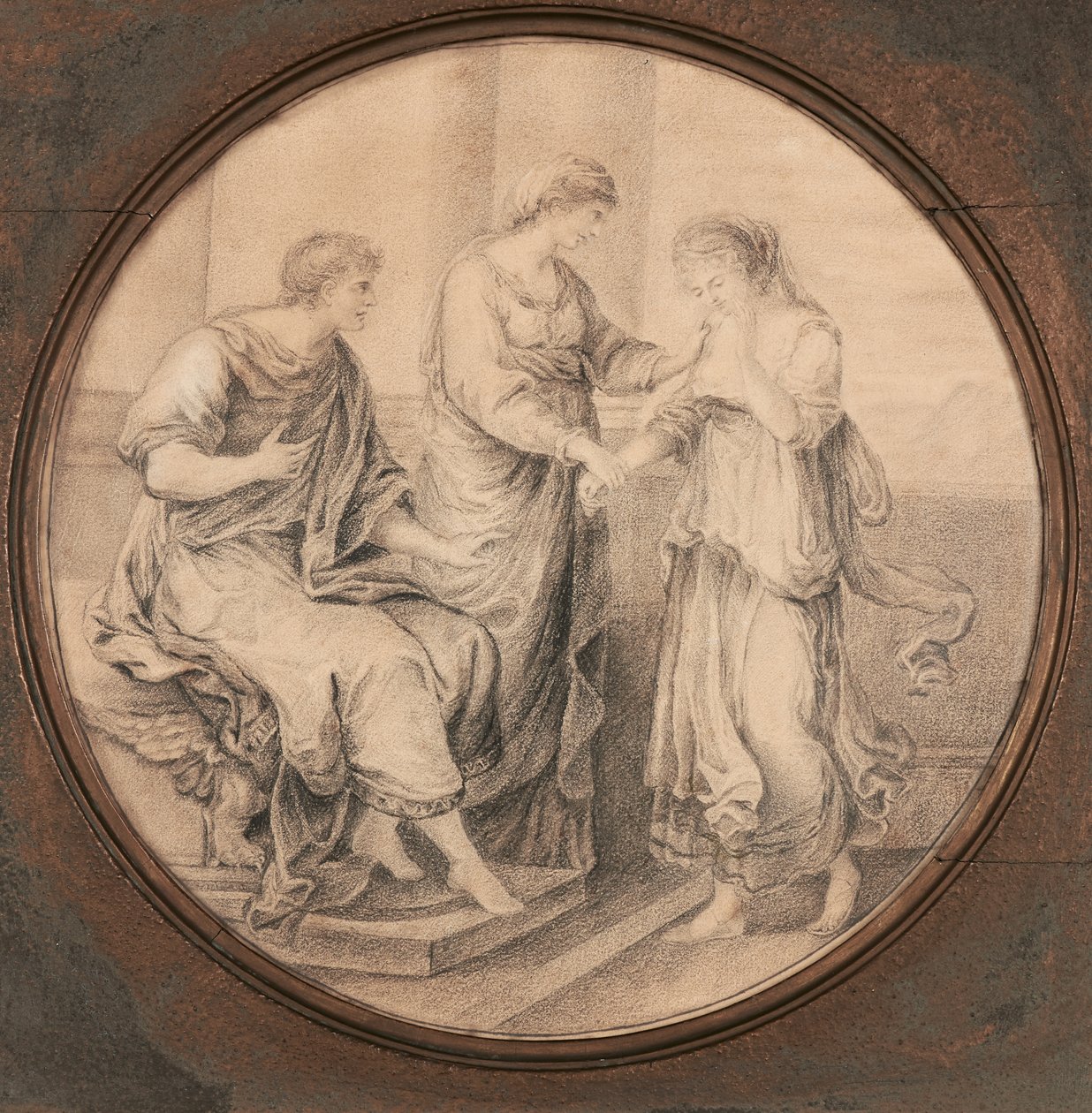 One of Two Classical Pictures After Angelica Kauffmann by Harriet Todd