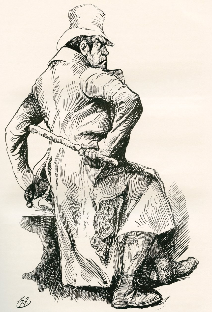 Bill Sikes. Illustration by Harry Furniss for the Charles Dickens Novel Oliver Twist, from The Testimonial Edition, Published 1910. by Harry Furniss