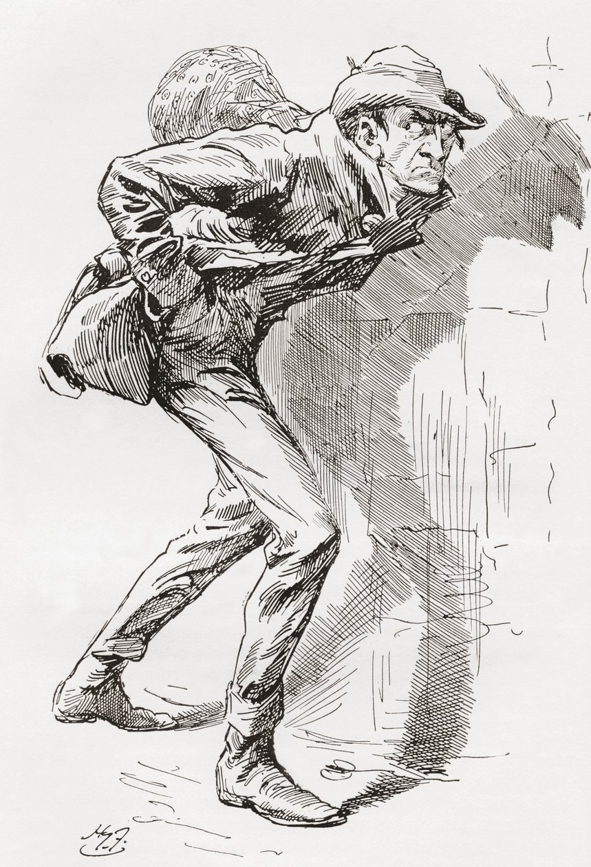 Dolge Orlick, Illustration by Harry Furniss for the Charles Dickens Novel Great Expectations, 1910 by Harry Furniss