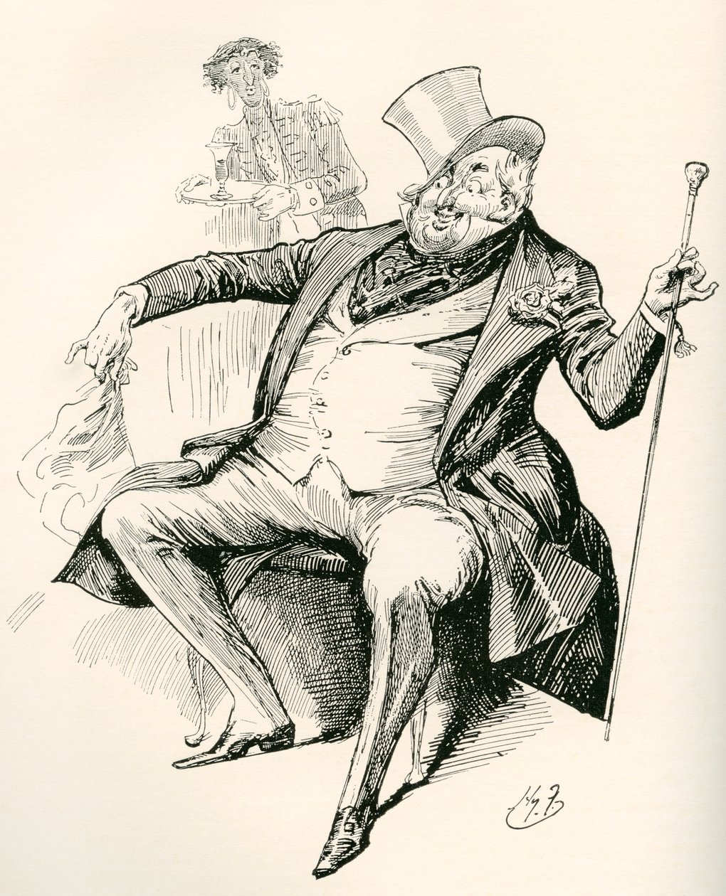 Joey B. (Illustration for the Charles Dickens novel Dombey and Son) by Harry Furniss