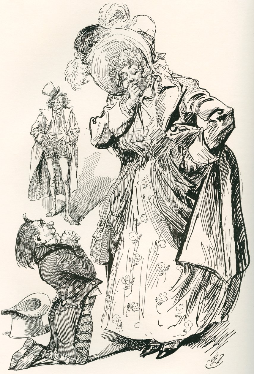 Major Tpschoffki (Illustration for a Charles Dickens Christmas story, Going Into Society) by Harry Furniss