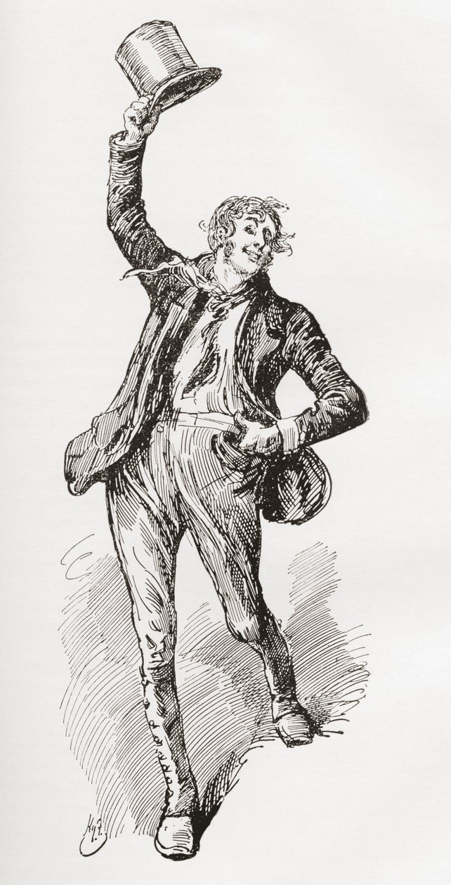 Mark Tapley, Illustration by Harry Furniss for the Charles Dickens Novel Martin Chuzzlewit, 1910 by Harry Furniss