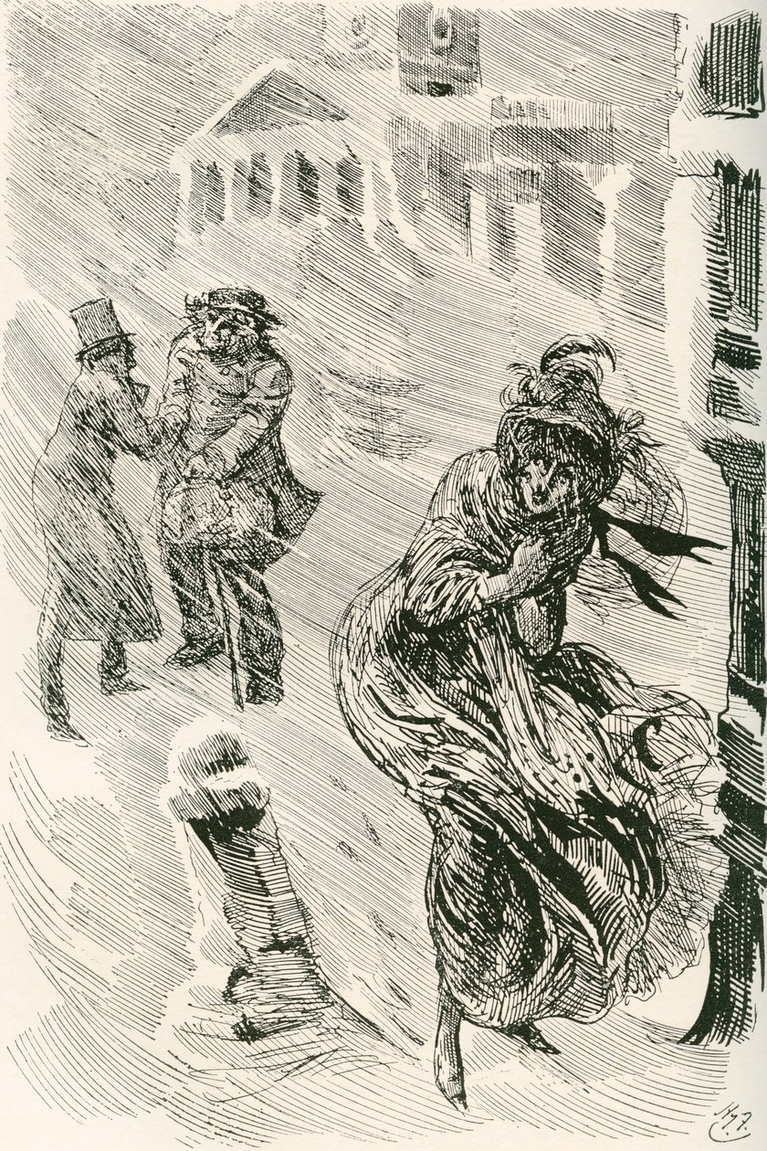 Martha the Wanderer (Illustration for the Charles Dickens novel David Copperfield) by Harry Furniss