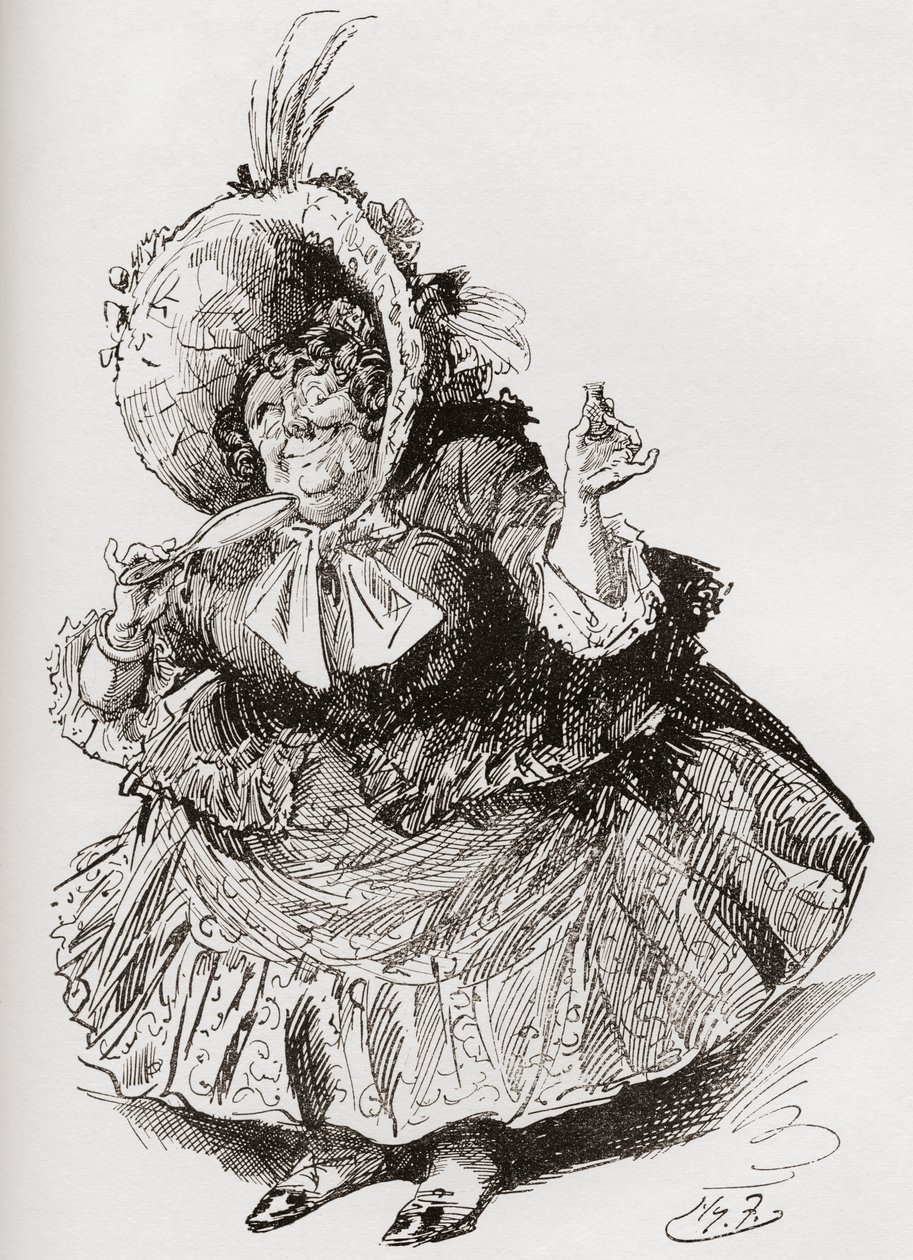 Miss Mowcher. Illustration by Harry Furniss for the Charles Dickens Novel David Copperfield, from The Testimonial Edition, Published 1910. by Harry Furniss