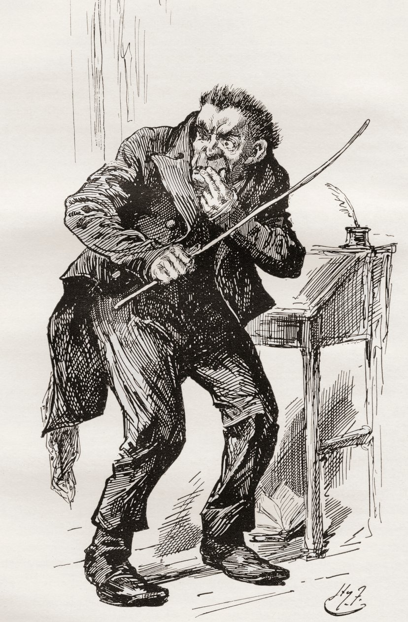 Mr. Squeers, Illustration by Harry Furniss for the Charles Dickens Novel Nicholas Nickleby, 1910 by Harry Furniss
