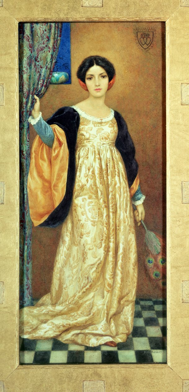 Woman with a Peacock Fan by Harry George Theaker