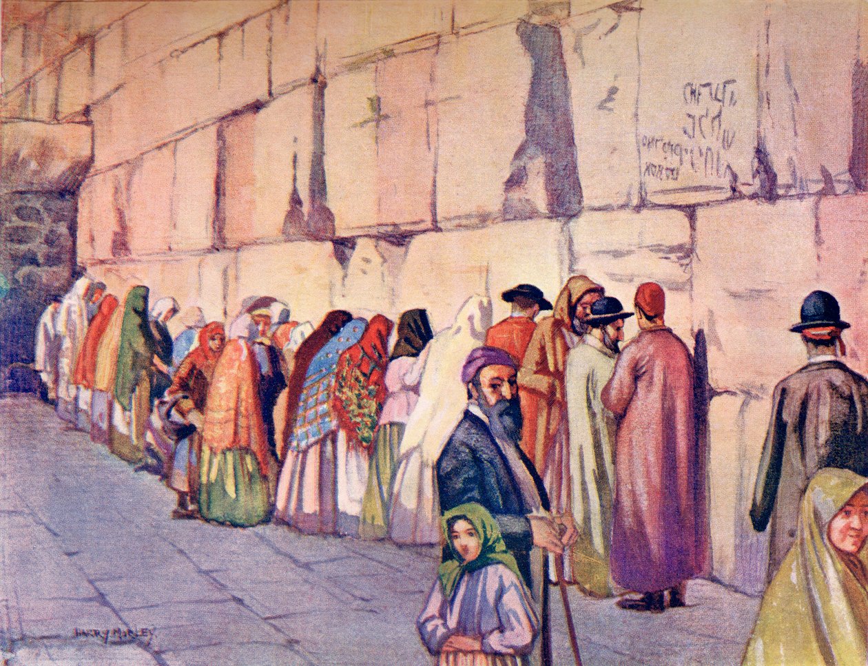 The Wailing Wall, Jerusalem, Palestine, c. 1910, from A Book of Modern Palestine by Richard Penlake by Harry Morley