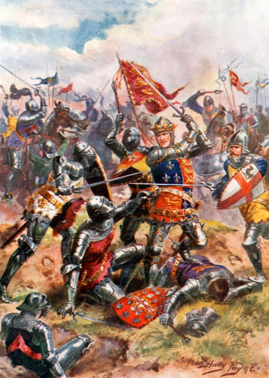 King Henry V Fights with Heroic Valour. Battle of Agincourt by Harry Payne