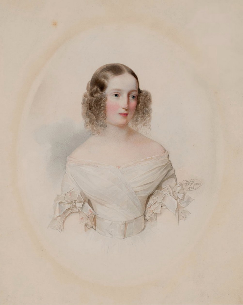 Portrait of Grand Duchess Olga Nikolaevna of Russia, Queen of Württemberg, 1838 by Hau