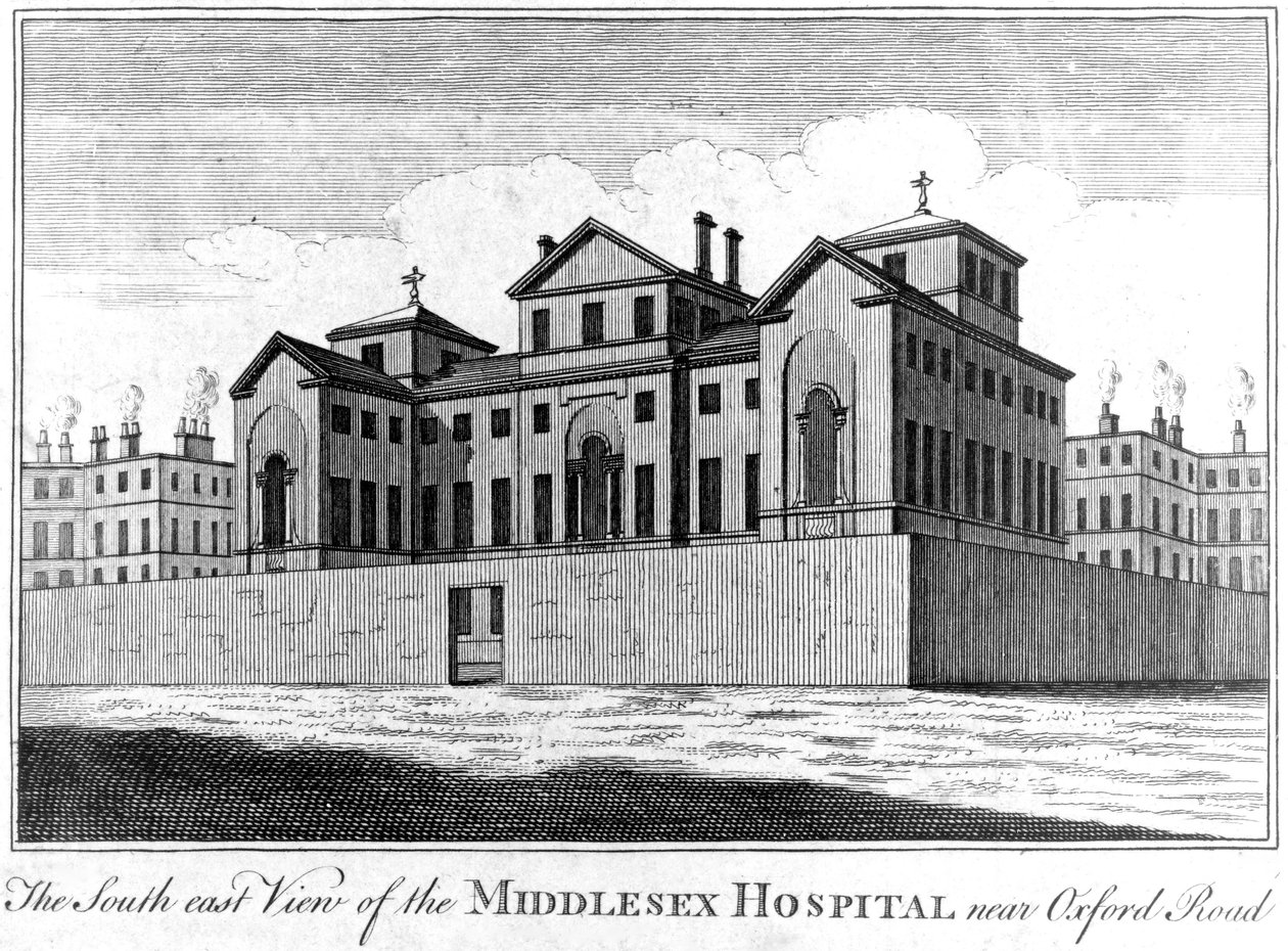 The South East View of the Middlesex Hospital, 1745 by Haynes King