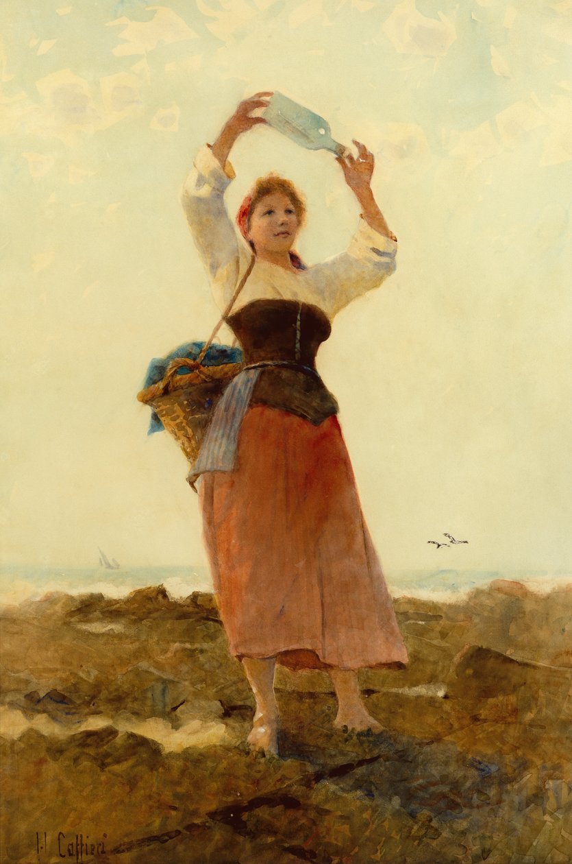 Girl with Bottle Post by Hector Caffieri