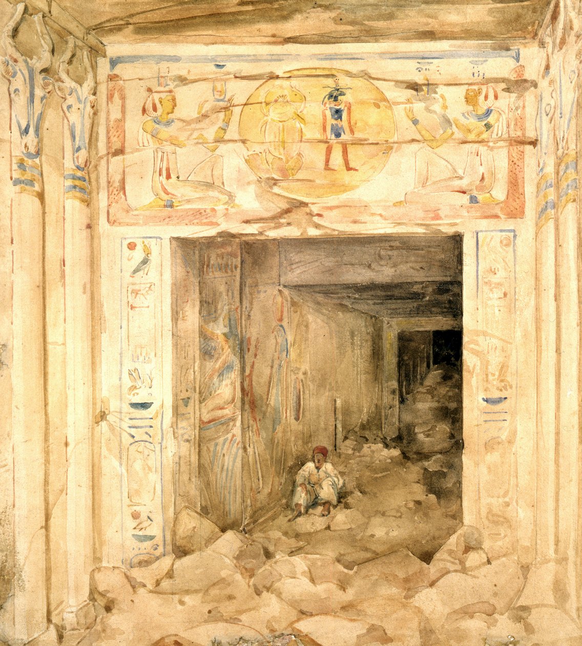 Ruined Interior of the Temple at Esneh, Upper Egypt by Hector Horeau