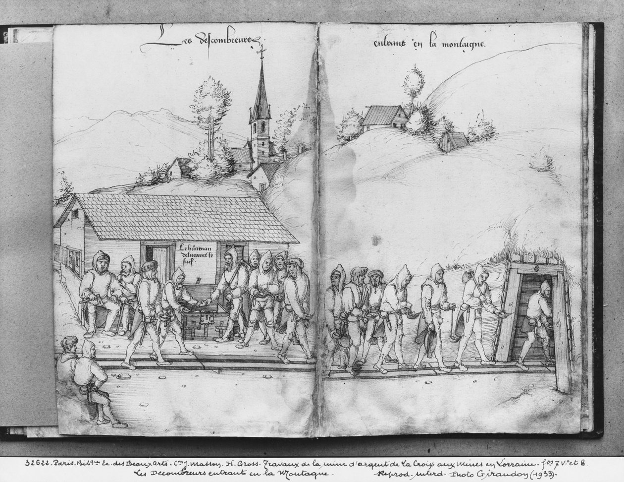 Silver mine of La Croix-aux-Mines, Lorraine, collectors entering the mine, c.1530 by Heinrich Gross or Groff