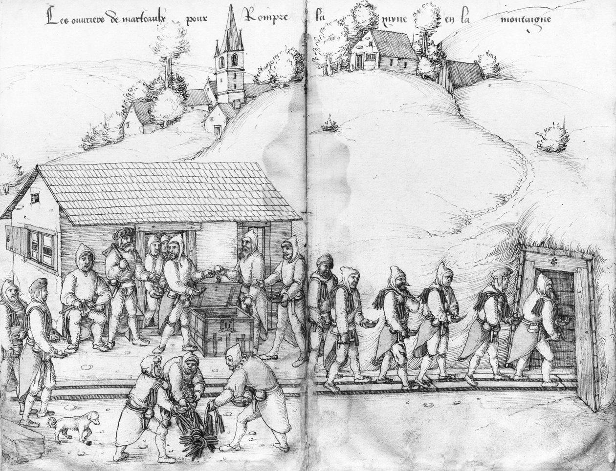 Silver mine of La Croix-aux-Mines, Lorraine, miners and their hammers, c.1530 by Heinrich Gross or Groff