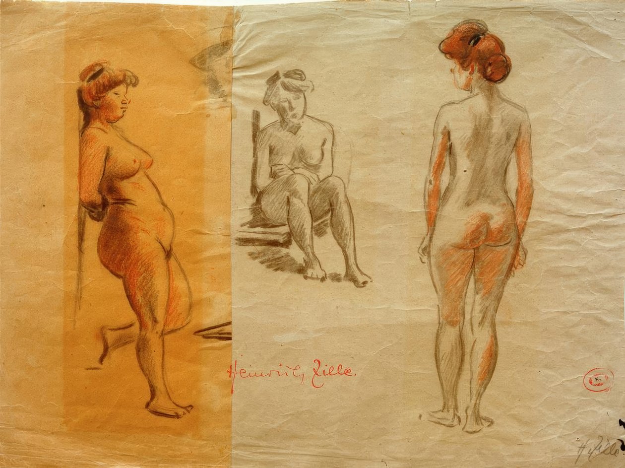 Three Nude Studies by Heinrich Zille