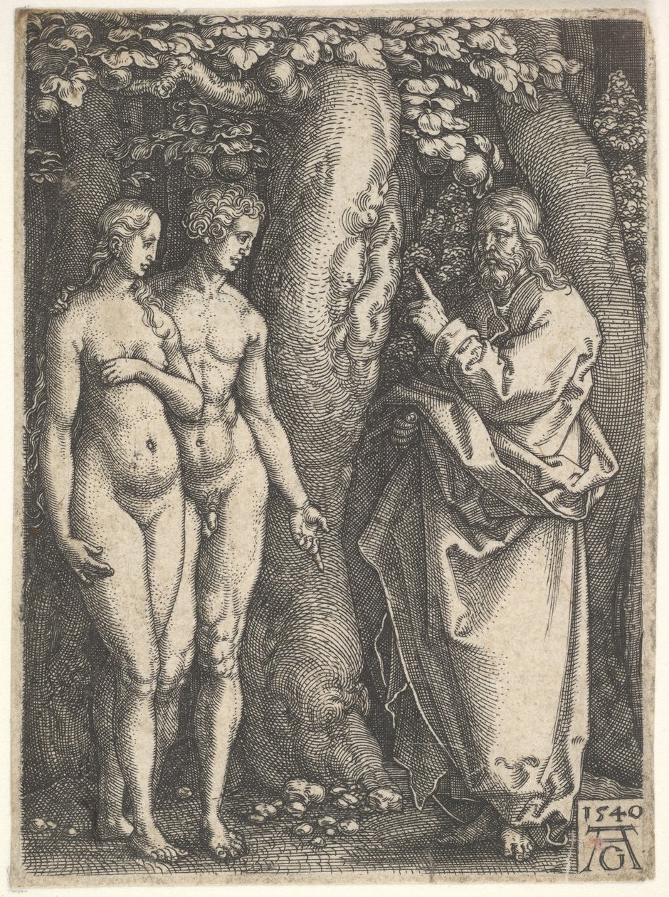 God Forbidding Adam and Eve to Eat from the Tree of Knowledge by Heinrich Aldegrever