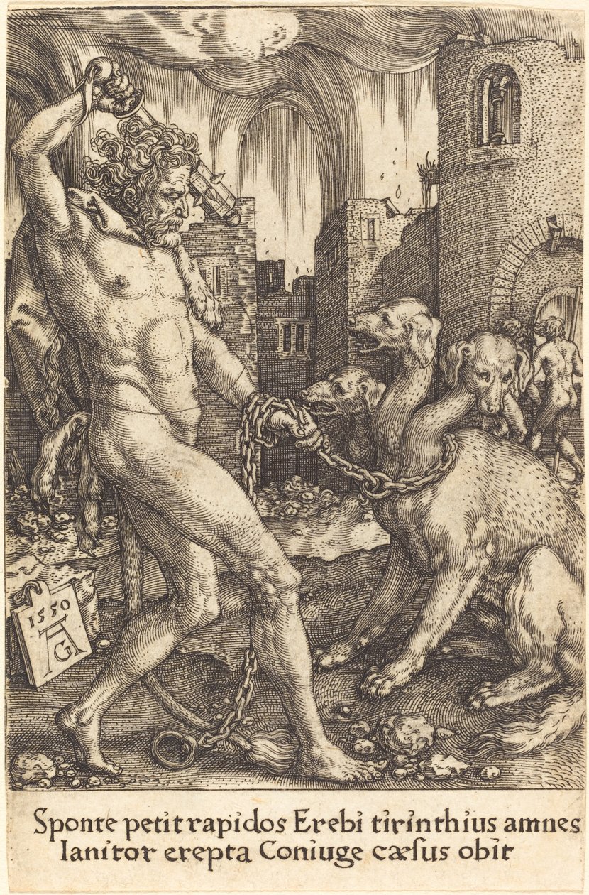 Hercules and Cerberus by Heinrich Aldegrever