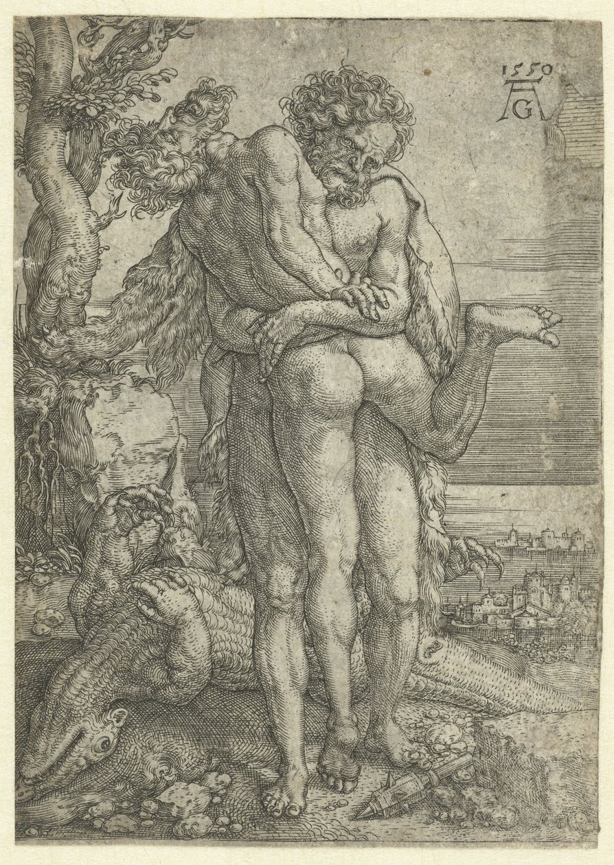 Hercules Fighting the River God Achelus (Works of Hercules series) by Heinrich Aldegrever