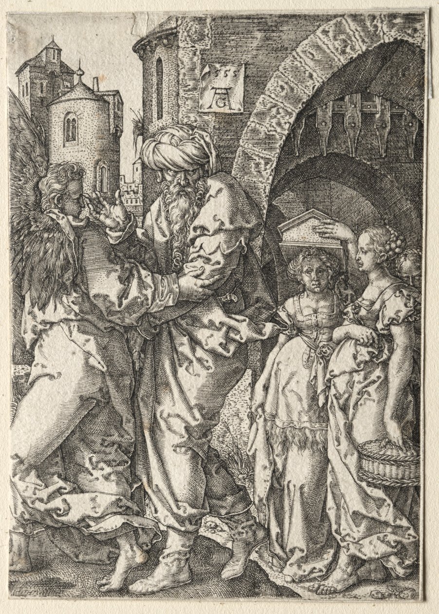 The Story of Lot: Lot and His Family Fleeing Sodom by Heinrich Aldegrever