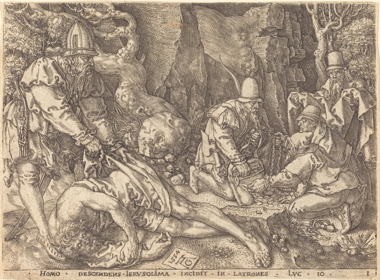 Traveler among Thieves, 1554 by Heinrich Aldegrever